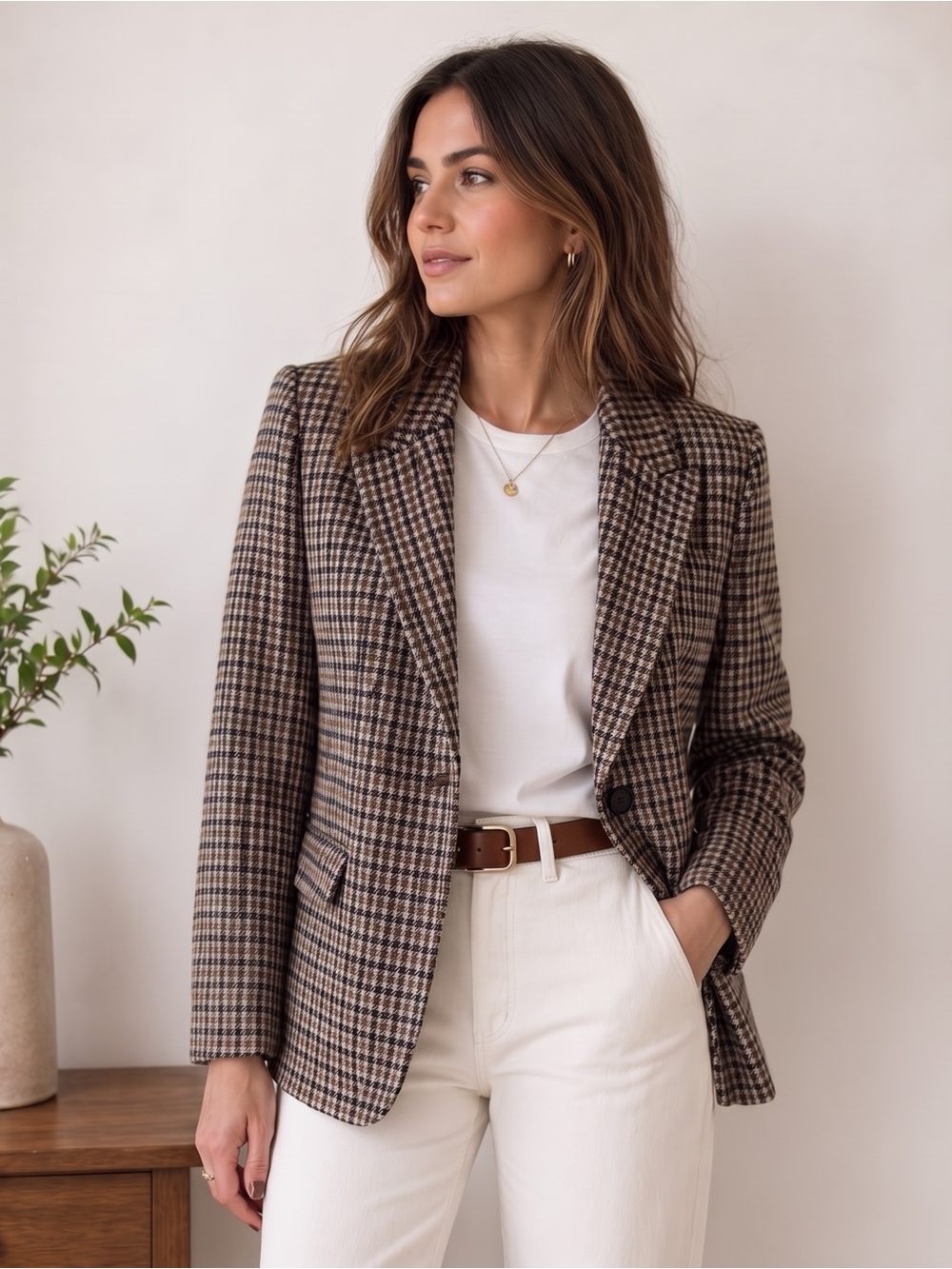 VINTAGE 100% Wool Houndstooth Blazer Jacket